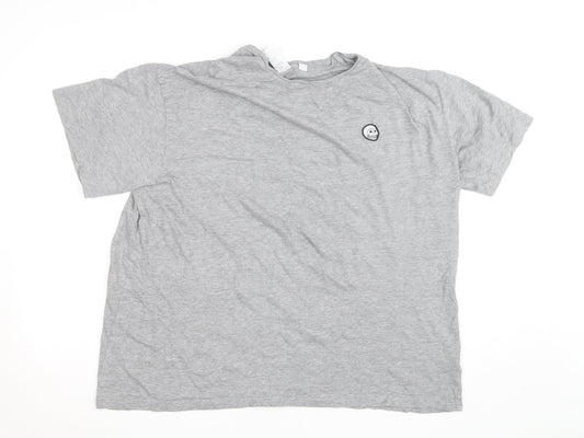 Cheap Monday Men's Grey Skull Logo Crew Neck Cotton T-Shirt M