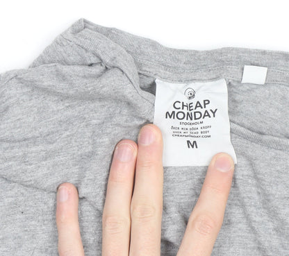 Cheap Monday Men's Grey Skull Logo Crew Neck Cotton T-Shirt M