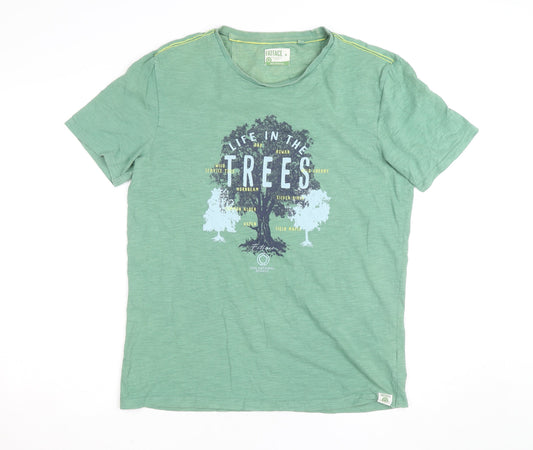 FatFace Men's Green Graphic Nature T-Shirt Size M