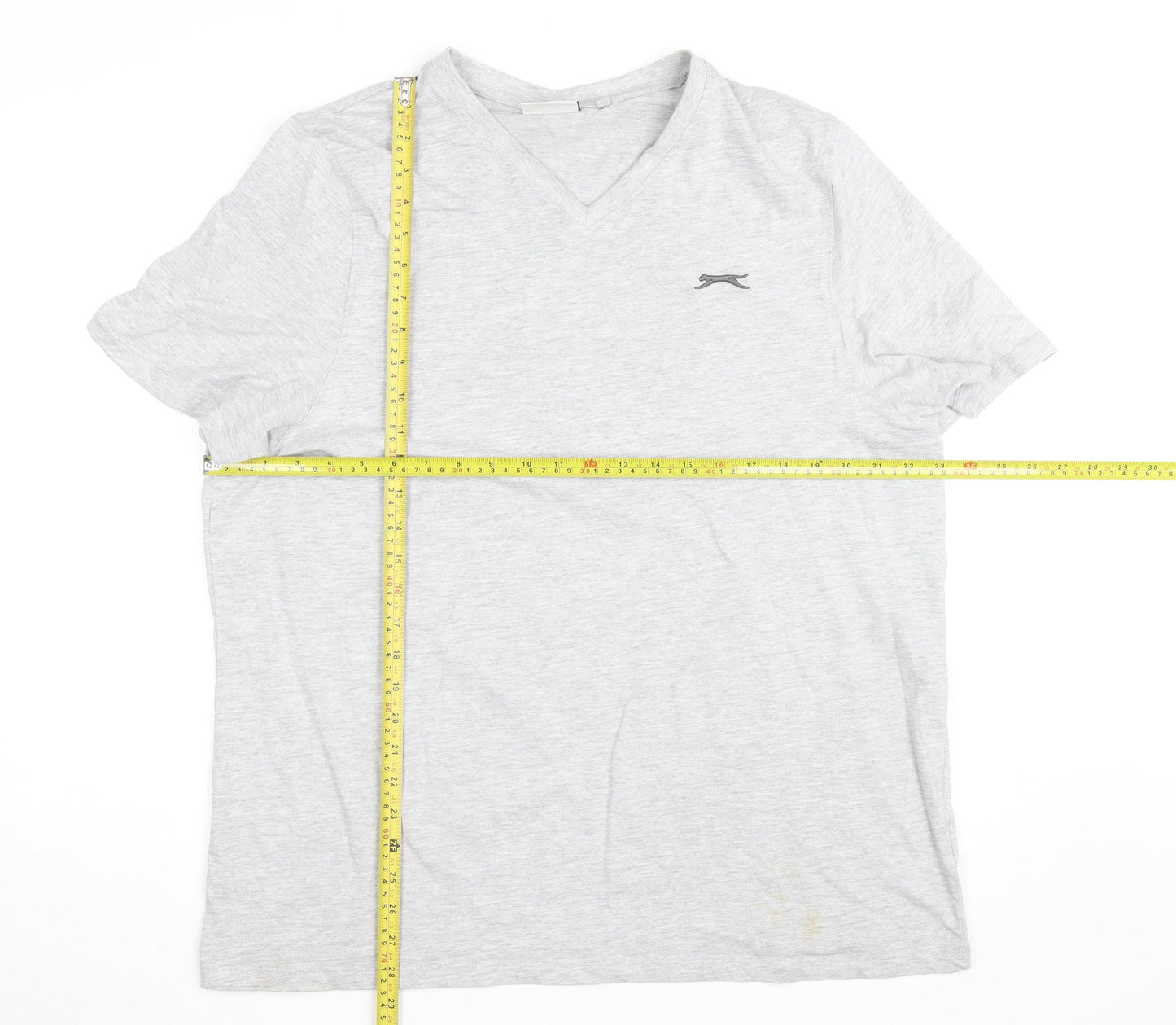 Slazenger Men's Grey V-Neck Short Sleeve Cotton T-Shirt XL