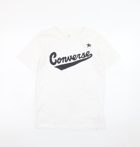 Converse Teens White Cotton Logo Short Sleeve Crew Neck T-Shirt L