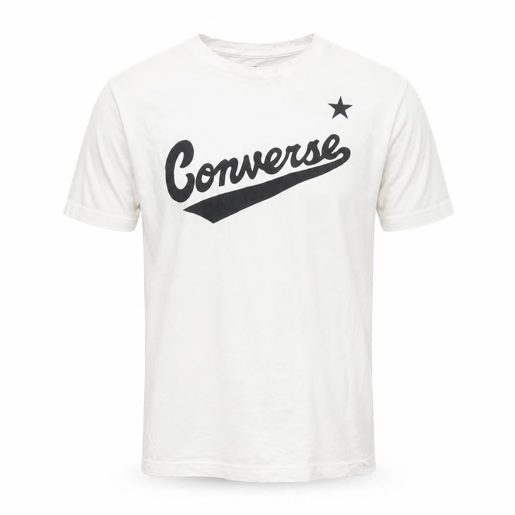 Front view of Converse Teens White Cotton Logo Short Sleeve Crew Neck T-Shirt L