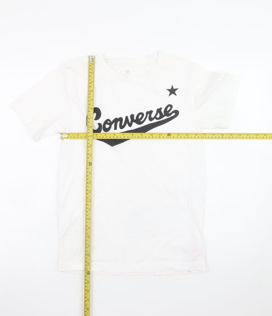 Converse Teens White Cotton Logo Short Sleeve Crew Neck T-Shirt L