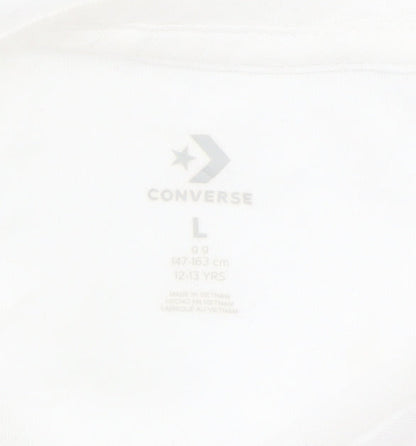 Converse Teens White Cotton Logo Short Sleeve Crew Neck T-Shirt L