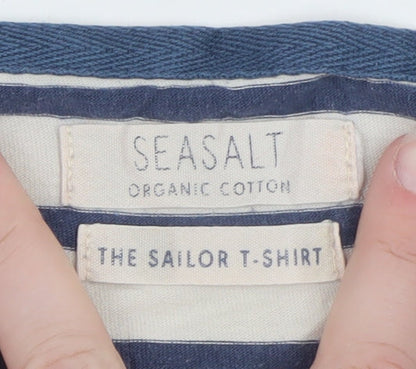 Seasalt Women Blue Striped Organic Cotton Sailor T-Shirt Size 14
