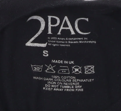 2PAC Men's Black Short Sleeve Graphic Music Cotton T-Shirt Size S