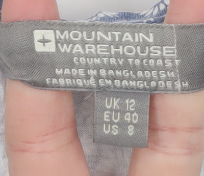 Mountain Warehouse Women's Blue Floral Cotton Short Sleeve T-Shirt Size 12