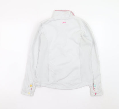 Joules Women White Henley Sweatshirt Size 8 Button Detail Cotton