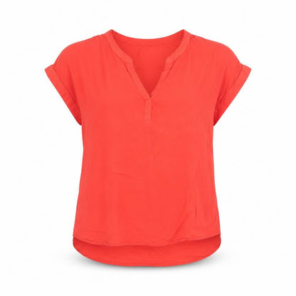 Gap Women's Red Short Sleeve V-Neck Viscose Blouse Size M