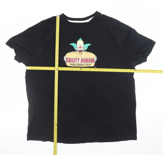 The Simpsons Men's Black Krusty Burger 2XL Graphic T-Shirt