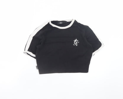Gym King Women’s Black Cropped T-Shirt Size 6 Short Sleeve