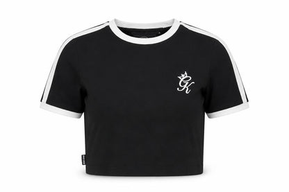 Gym King Women’s Black Cropped T-Shirt Size 6 Short Sleeve