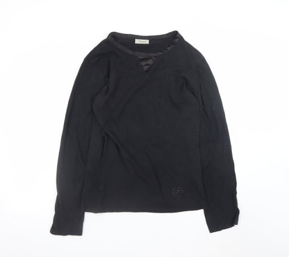 Temperley London Men's Black Small Long Sleeve V-Neck Cotton T-Shirt