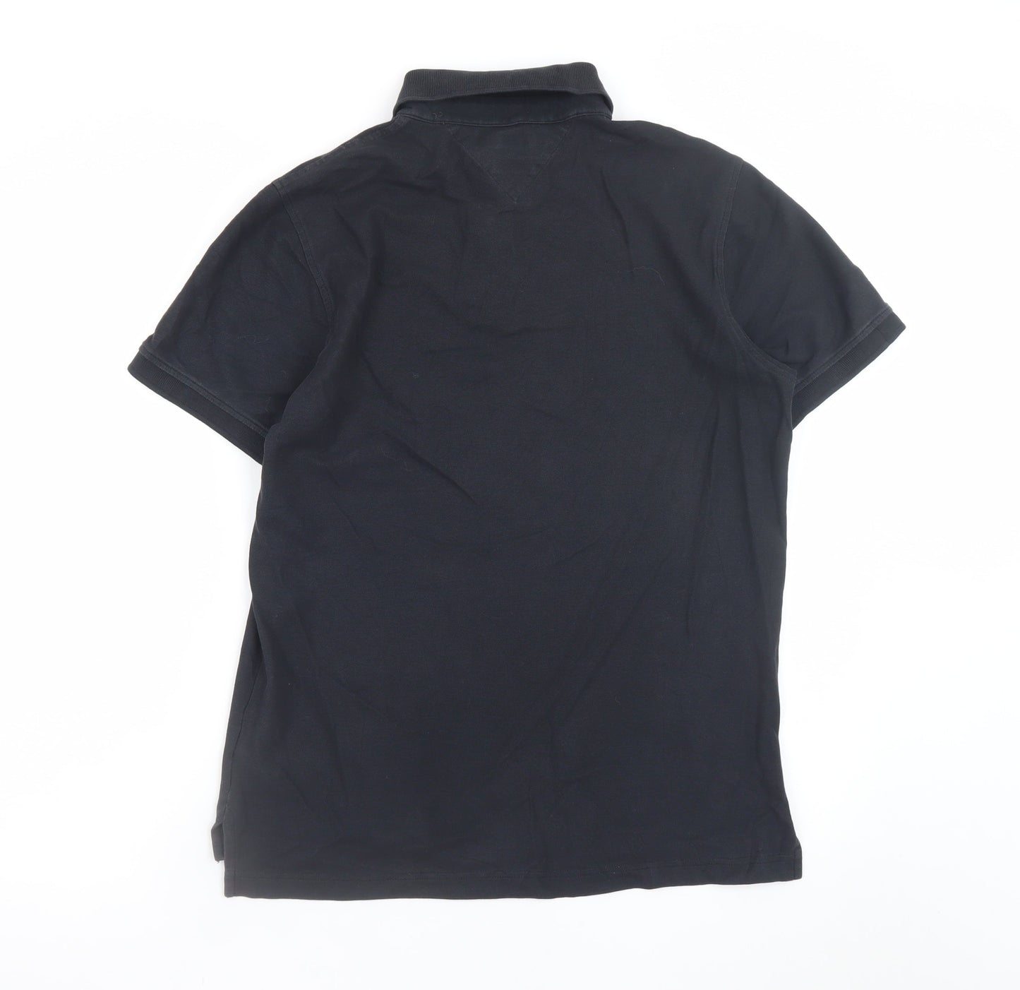 Tommy Hilfiger Men's Black Premium Pique Slim Fit Polo Shirt L
