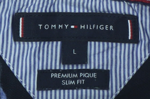 Tommy Hilfiger Men's Black Premium Pique Slim Fit Polo Shirt L