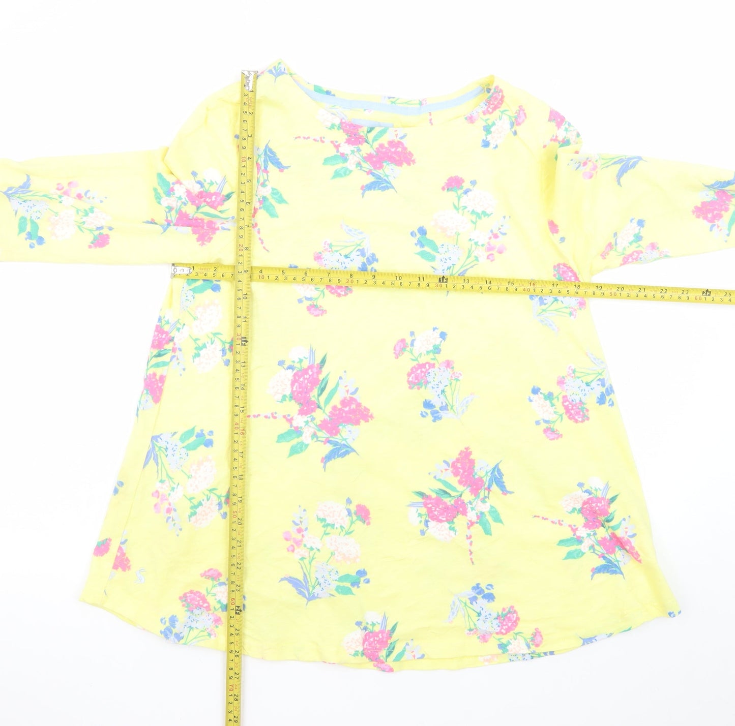 Joules Womens Yellow Floral Long Sleeve Cotton Top UK 16