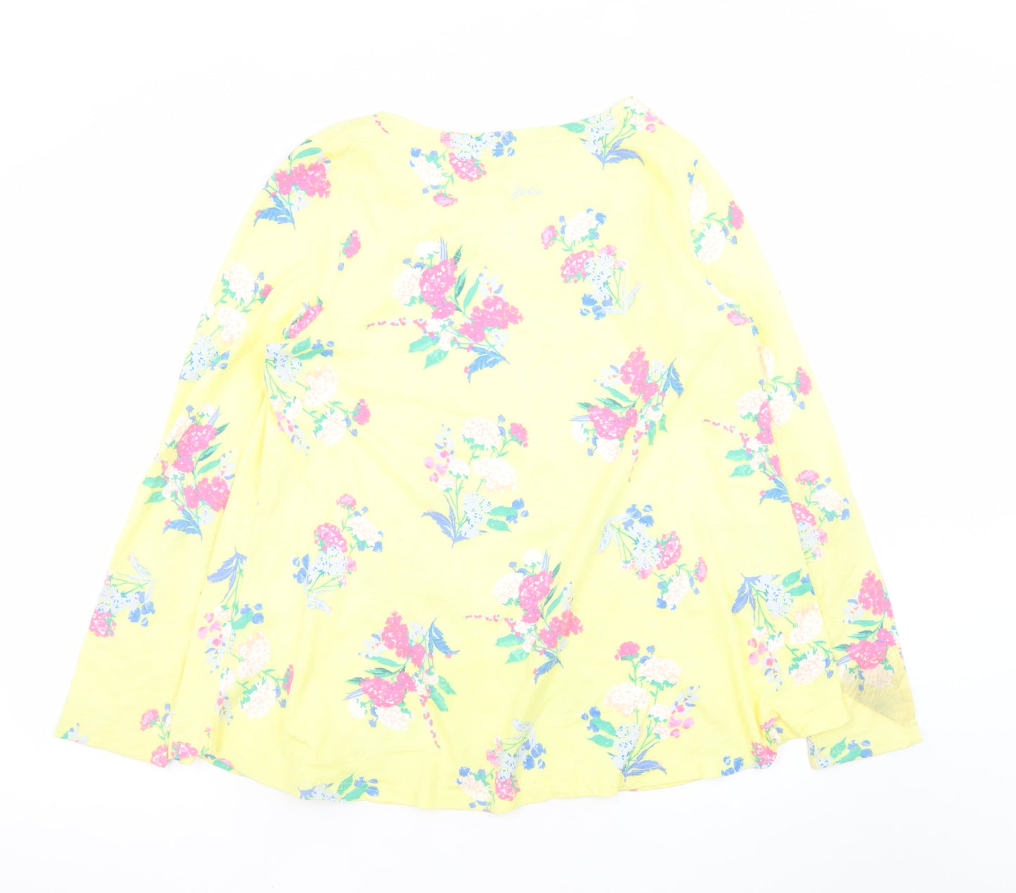 Joules Womens Yellow Floral Long Sleeve Cotton Top UK 16