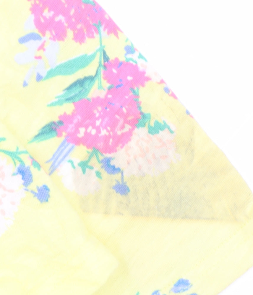 Joules Womens Yellow Floral Long Sleeve Cotton Top UK 16