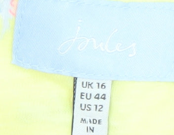 Joules Womens Yellow Floral Long Sleeve Cotton Top UK 16