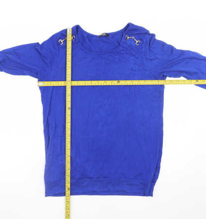 Wallis Women's Blue Long Sleeve Stretch Jersey Blouse Size S
