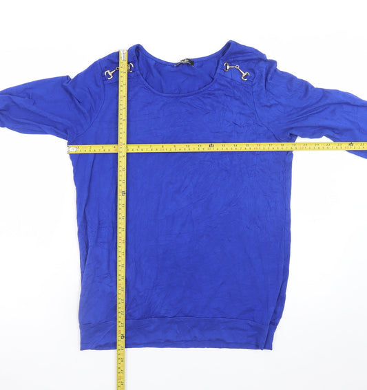 Wallis Women's Blue Long Sleeve Stretch Jersey Blouse Size S