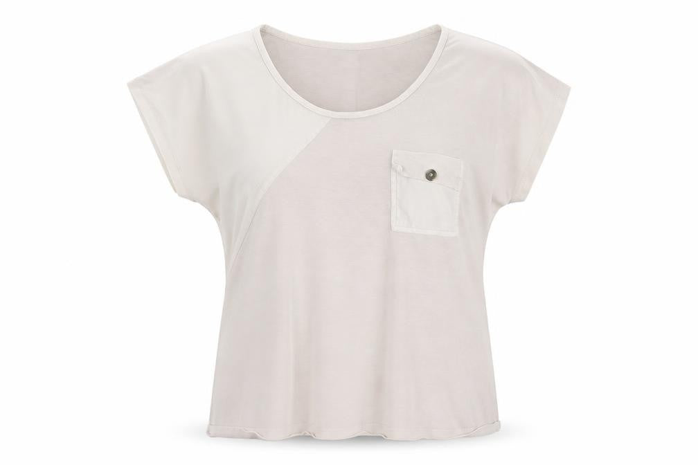 VILA Women Beige XL Basic Cotton Short Sleeve T-Shirt