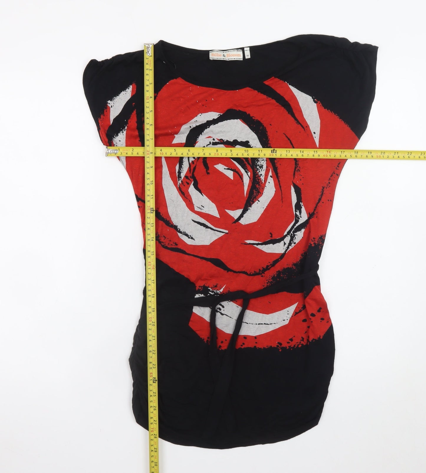 Dorothy Perkins Womens Black Red Floral T-Shirt Dress Size 10