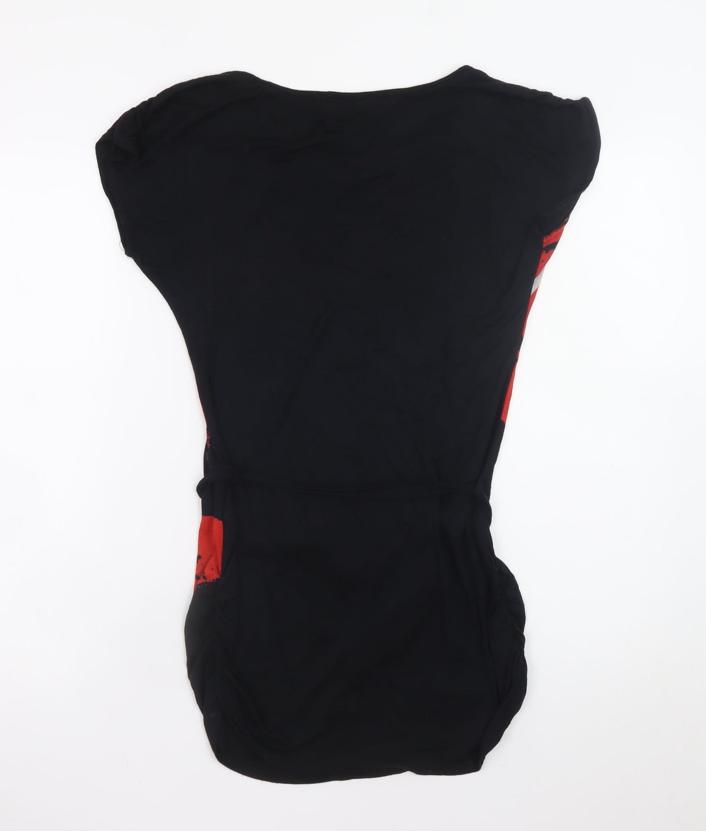 Dorothy Perkins Womens Black Red Floral T-Shirt Dress Size 10