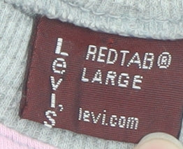 Levi's Women's Pink Grey Striped Long Sleeve Crew Neck Cotton Top Size L