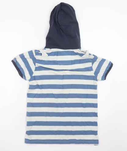 Dissident Men's Blue Striped Hooded Henley Cotton T-Shirt Size S