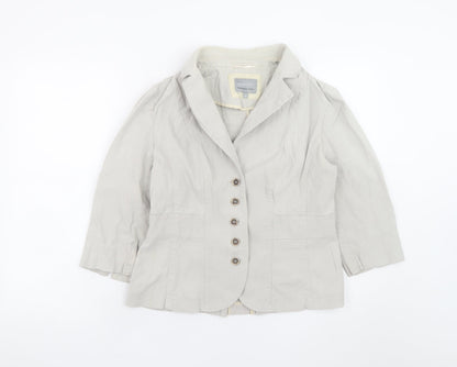 Marks and Spencer Per Una Women's Beige Linen Blazer Jacket Size 14
