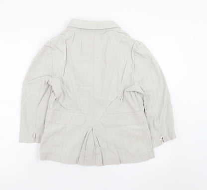 Marks and Spencer Per Una Women's Beige Linen Blazer Jacket Size 14