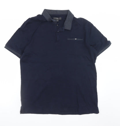 Marks and Spencer Men's Blue Cotton Polo Shirt Size L Regular Fit