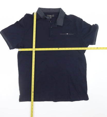 Marks and Spencer Men's Blue Cotton Polo Shirt Size L Regular Fit