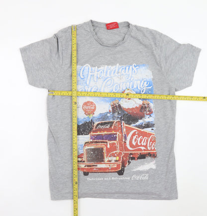 Coca-Cola Men's Grey Christmas Truck Graphic T-Shirt XL