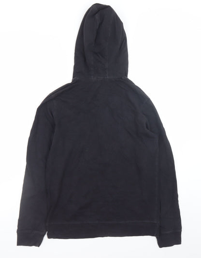 H&M Men’s Black Henley Hoodie Size S Regular Fit Cotton