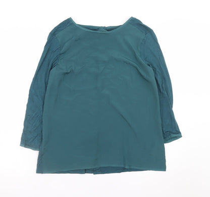 Warehouse Women's Green Long Sleeve Blouse UK 14 Viscose Blend