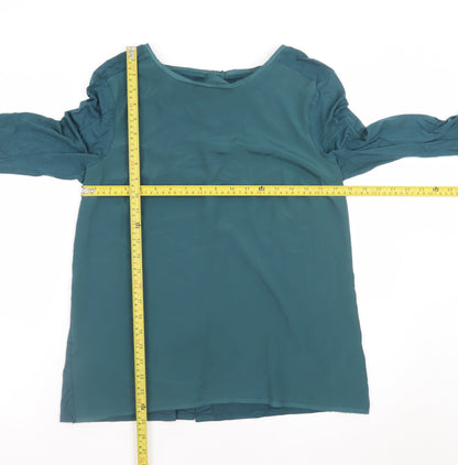 Warehouse Women's Green Long Sleeve Blouse UK 14 Viscose Blend