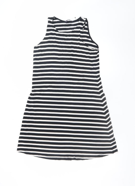 Marks and Spencer Women's Black Striped Tank Dress Size 8