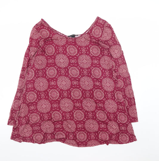 Forever 21 Women Red Bohemian Paisley Shift Dress Size M