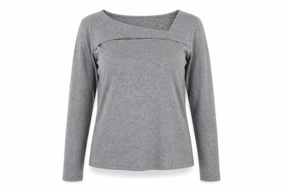 GAP Women Grey Boat Neck Long Sleeve Knit Top Size XL