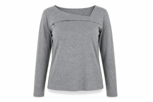 GAP Women Grey Boat Neck Long Sleeve Knit Top Size XL