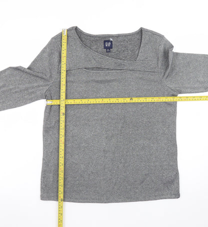 GAP Women Grey Boat Neck Long Sleeve Knit Top Size XL