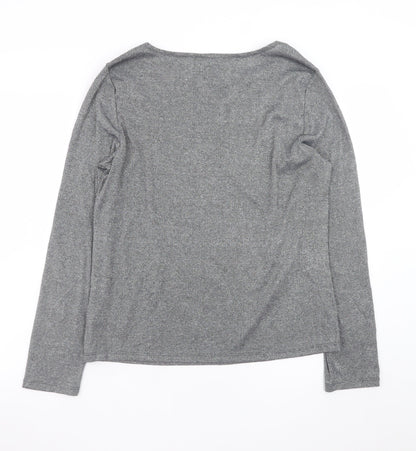 GAP Women Grey Boat Neck Long Sleeve Knit Top Size XL