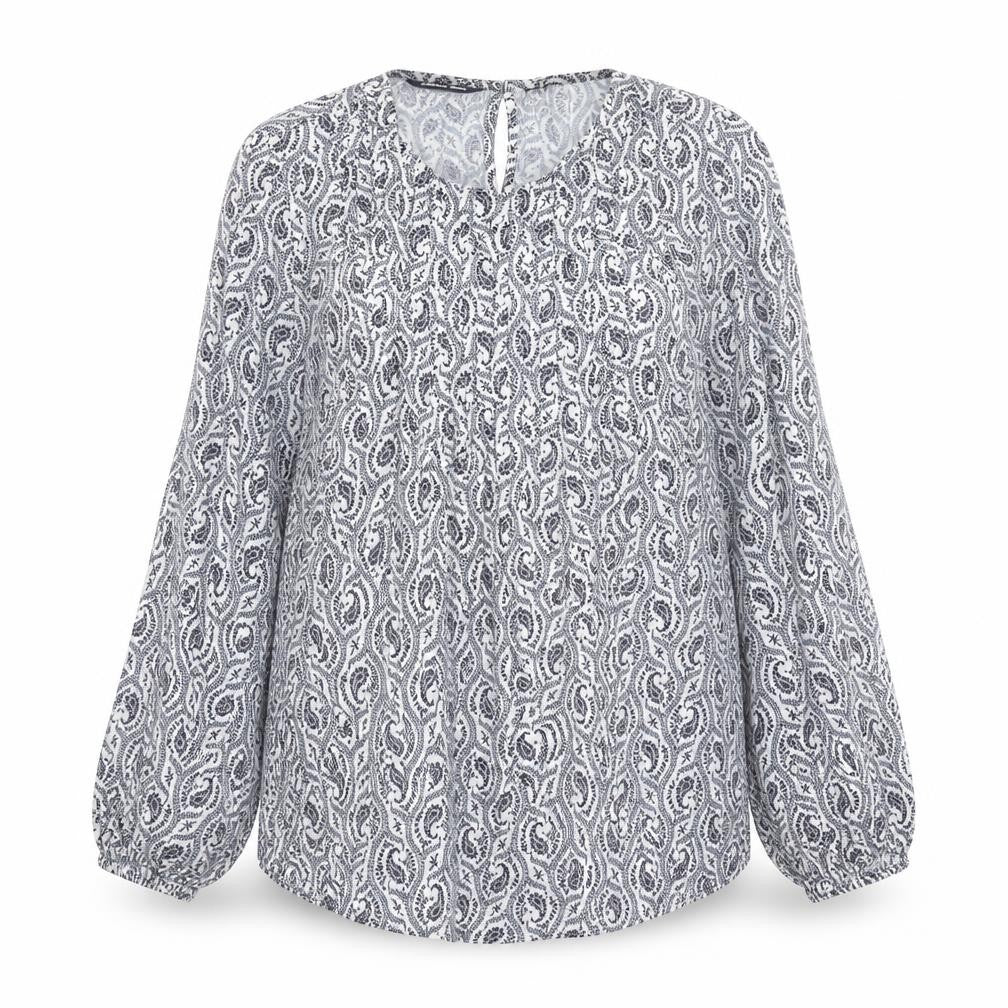 Lands' End Women's Blue Paisley Long Sleeve Tunic Blouse Size S