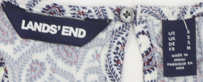 Lands' End Women's Blue Paisley Long Sleeve Tunic Blouse Size S
