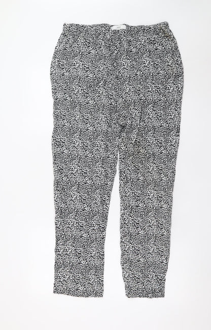 Marks and Spencer Women's Black Animal Print Viscose Trousers Size 14