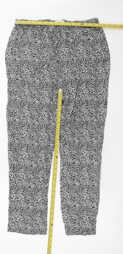 Marks and Spencer Women's Black Animal Print Viscose Trousers Size 14