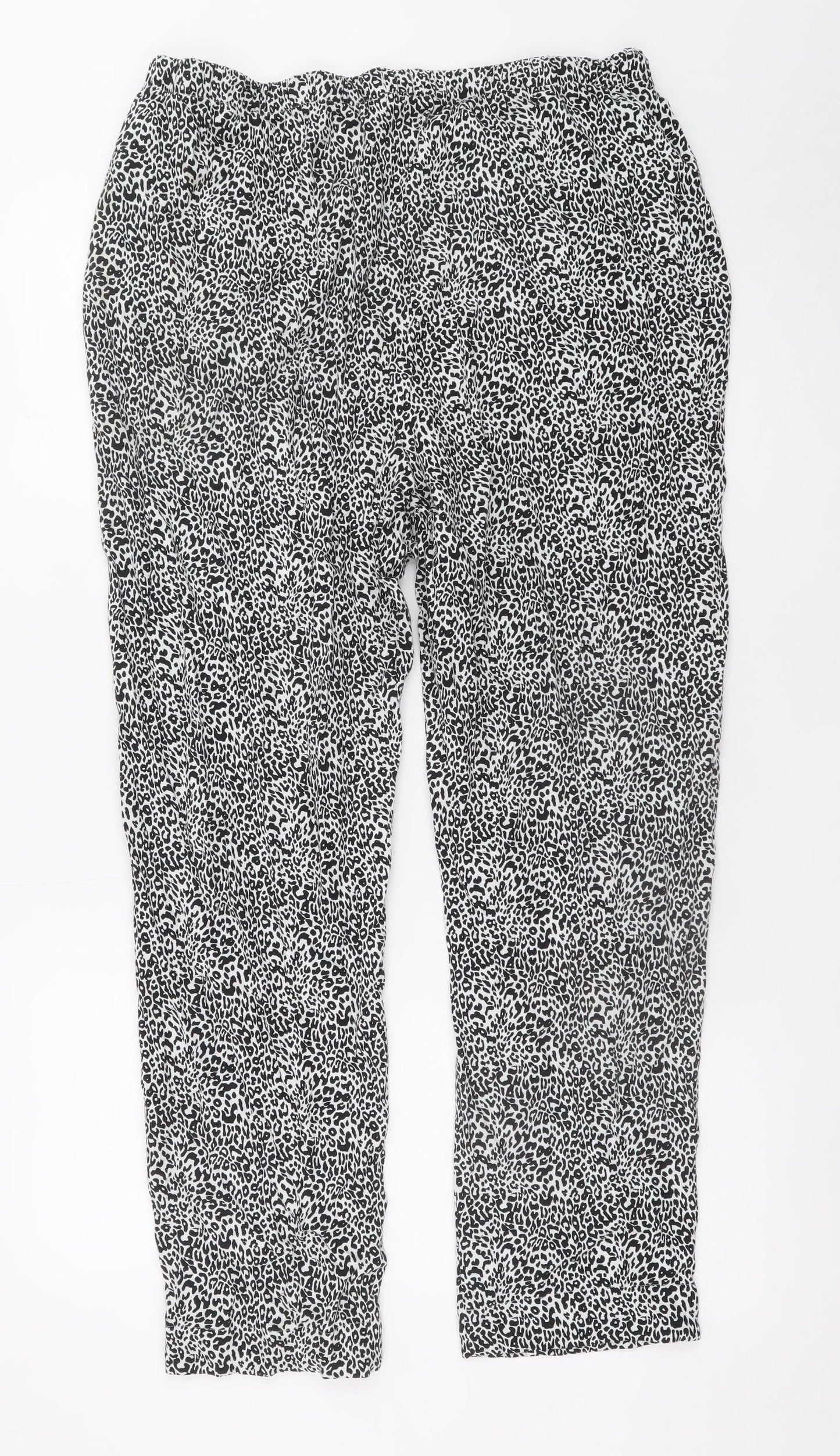 Marks and Spencer Women's Black Animal Print Viscose Trousers Size 14