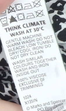 Marks and Spencer Women's Black Animal Print Viscose Trousers Size 14
